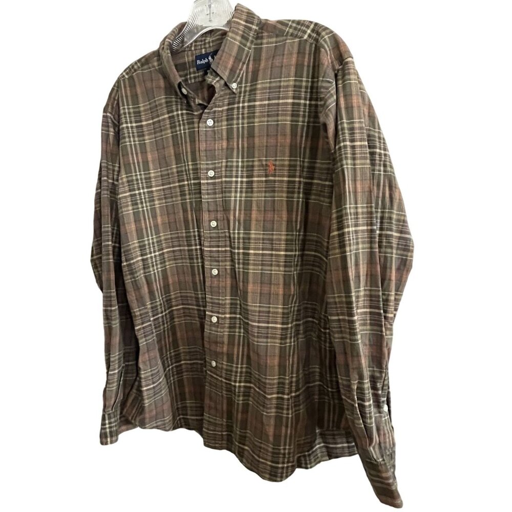 Ralph Lauren Classic Fit Fall Plaid Button Up Shirt Medium Vintage